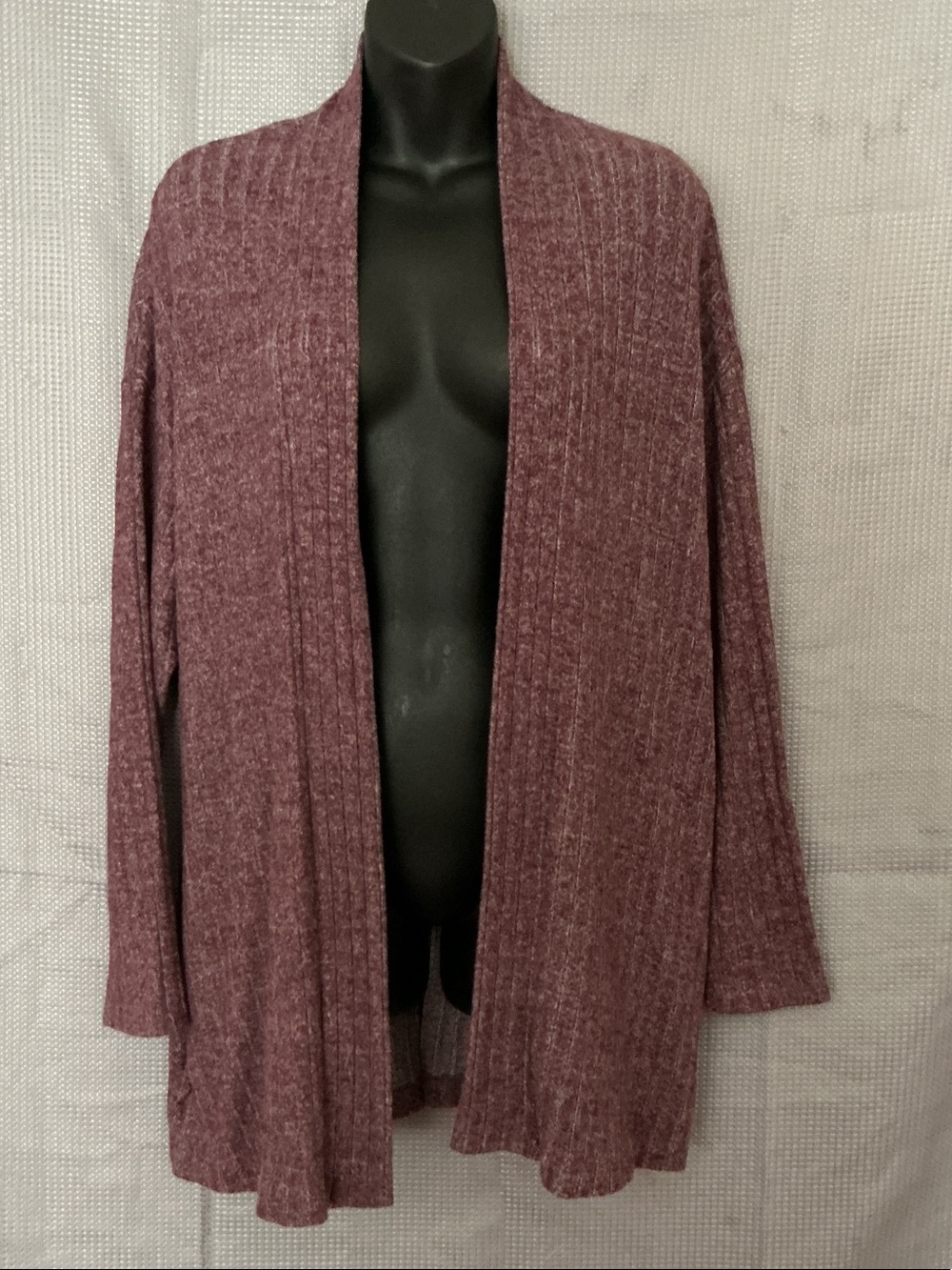 Open Front Draped Cardigan Sweater - Plum Heather
